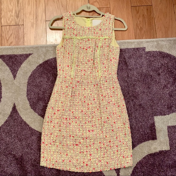 J. Crew Yellow & Pink Tweed Sheath Mini Dress - Picture 1 of 5